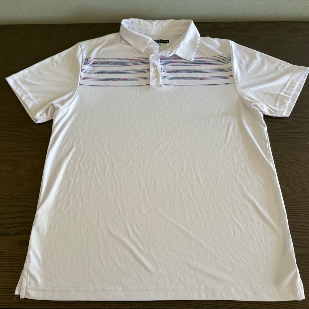 PGA TOUR Pro Series Athletic Fit Mens Golf Polo Shirt Size L Short Sleeve White